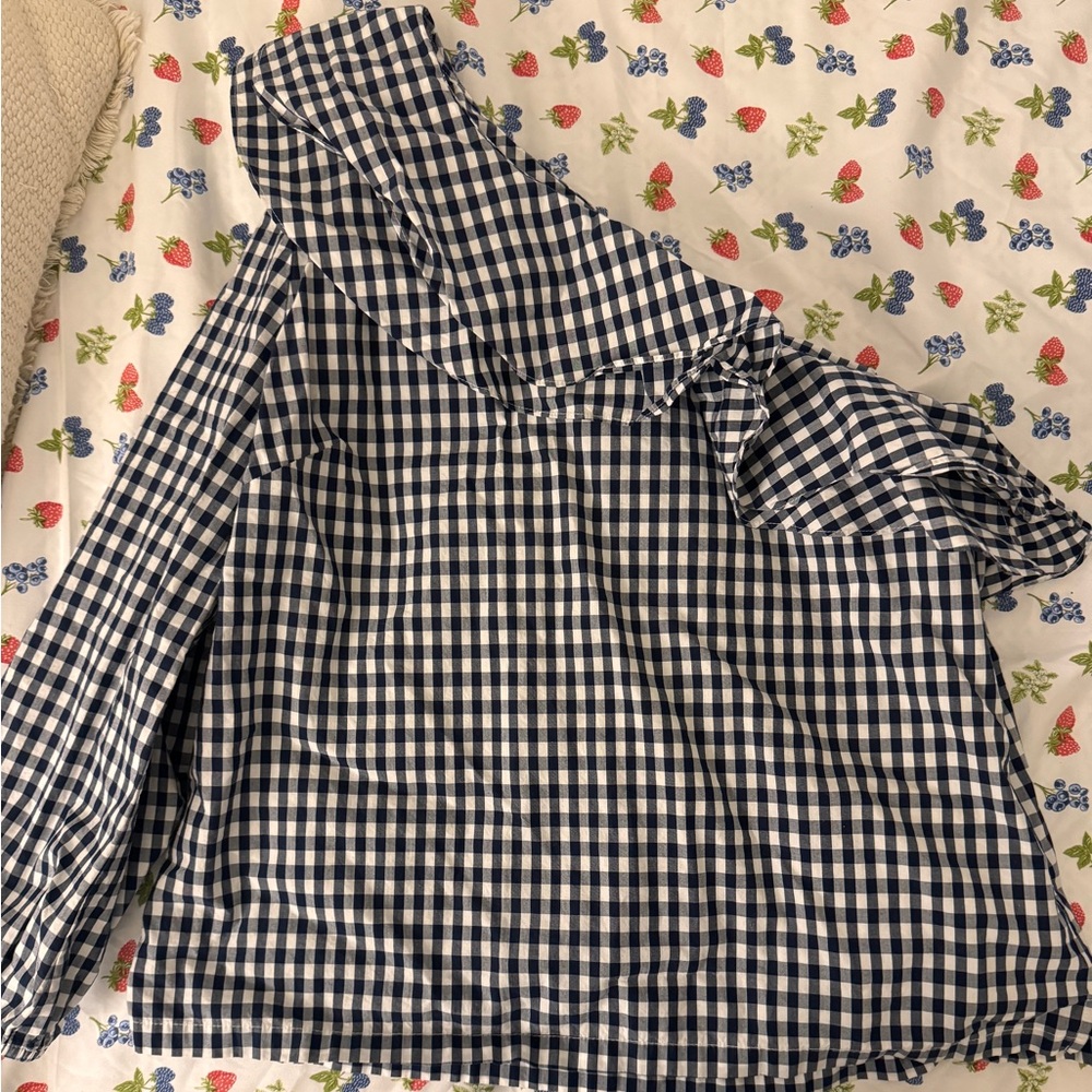 Blue and White Gingham Blouse